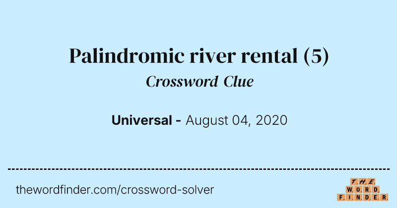 Palindromic river rental crossword clue image