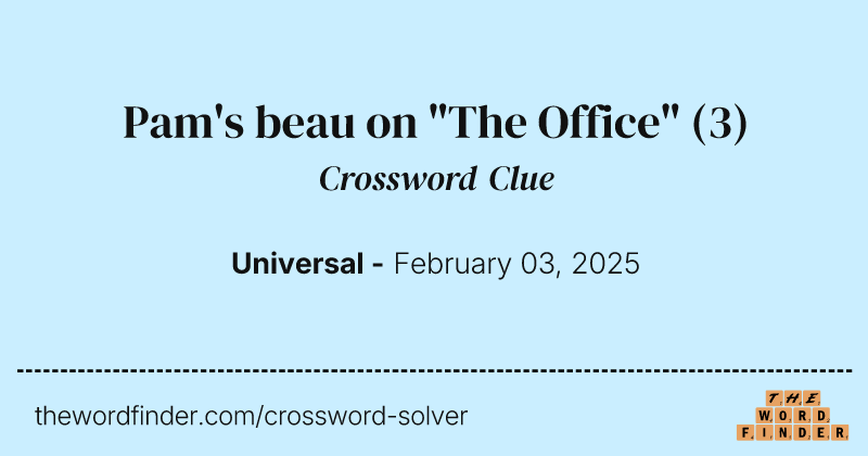 Pam's beau on "The Office" crossword clue image