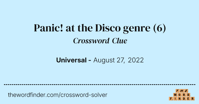 Panic! at the Disco genre crossword clue image