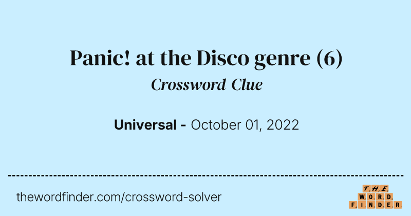 Panic! at the Disco genre crossword clue image
