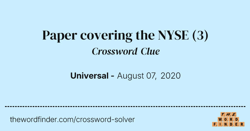 Paper covering the NYSE crossword clue image