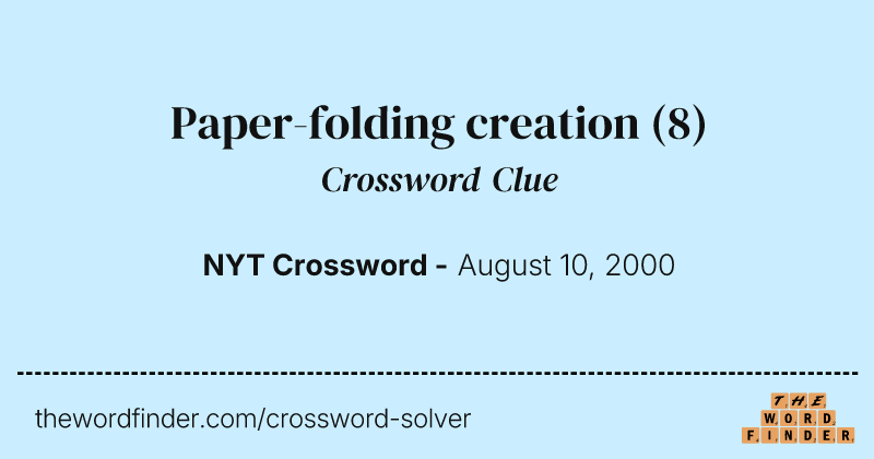 Paper-folding creation crossword clue image
