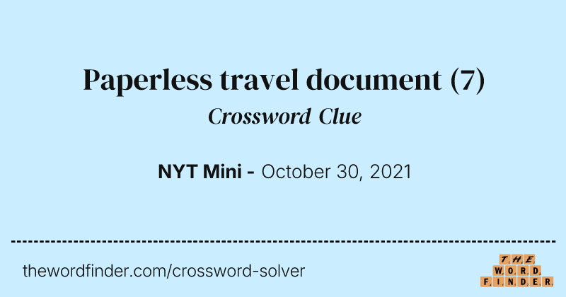 Paperless travel document crossword clue image