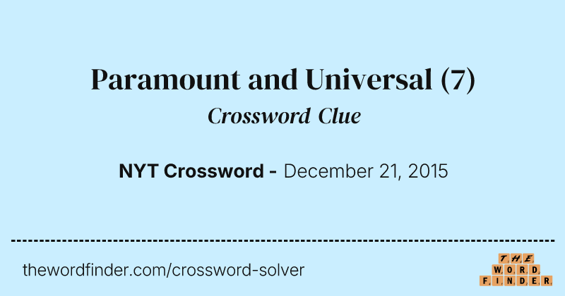 Paramount and Universal crossword clue image