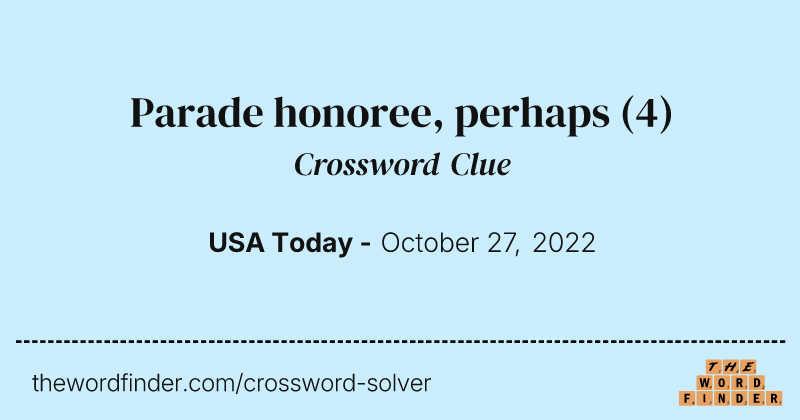 Parade honoree, perhaps crossword clue image