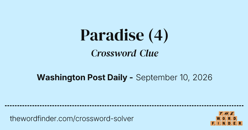 Paradise crossword clue image
