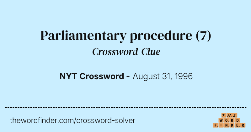 Parliamentary procedure crossword clue image