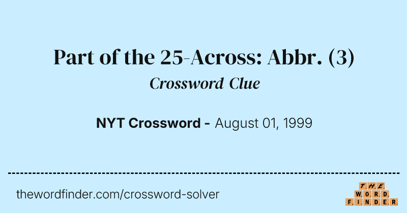 Part of the 25-Across: Abbr. crossword clue image