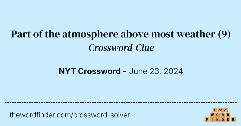Part of the atmosphere above most weather crossword clue image