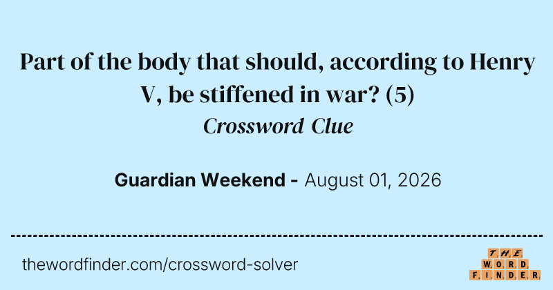 Part of the body that should, according to Henry V, be stiffened in war? crossword clue image