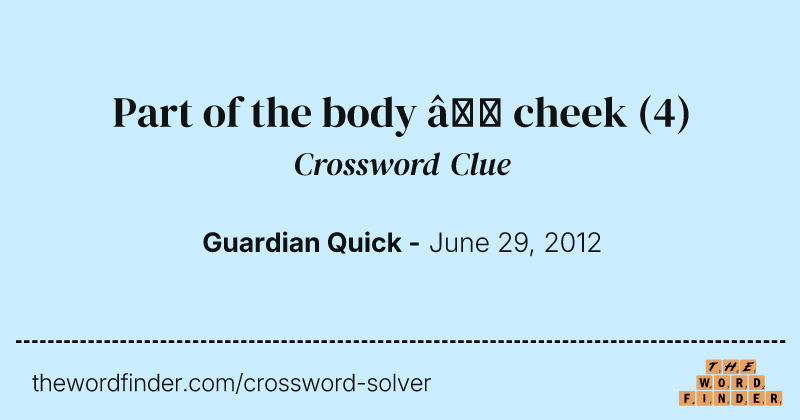 Part of the body — cheek crossword clue image