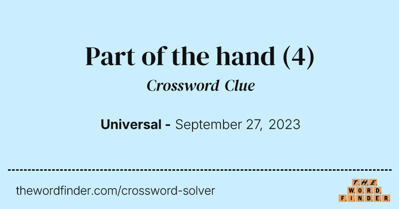 Part of the hand crossword clue image