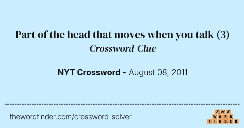 Part of the head that moves when you talk crossword clue image