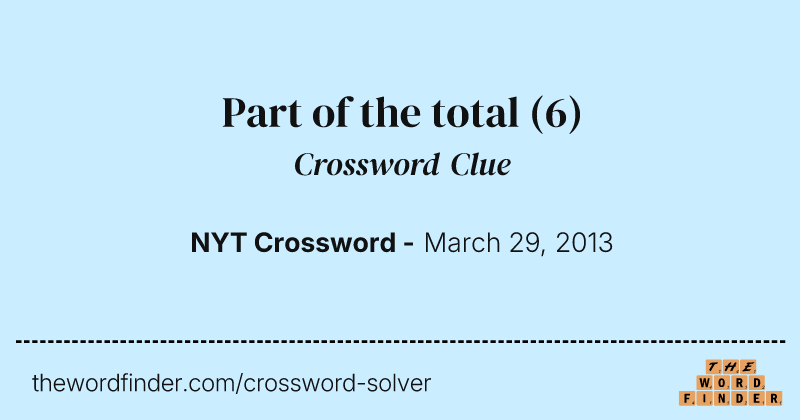 Part of the total crossword clue image