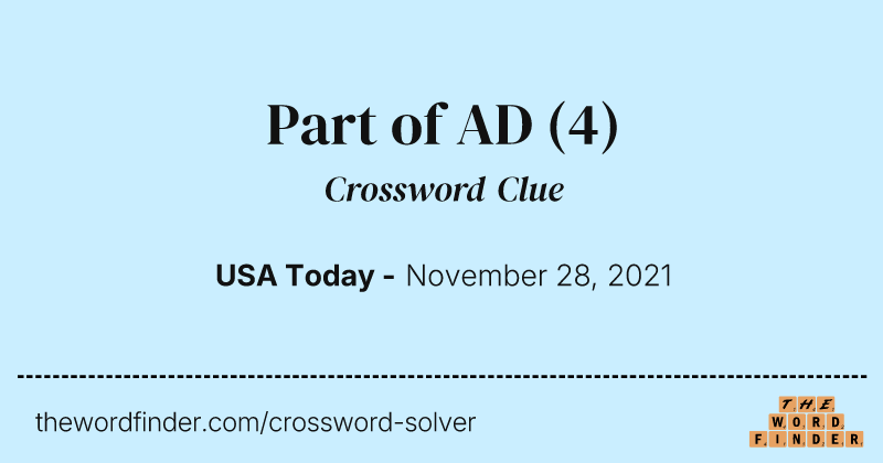 Part of AD crossword clue image