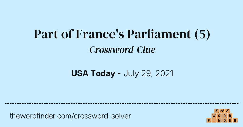 Part of France's Parliament crossword clue image