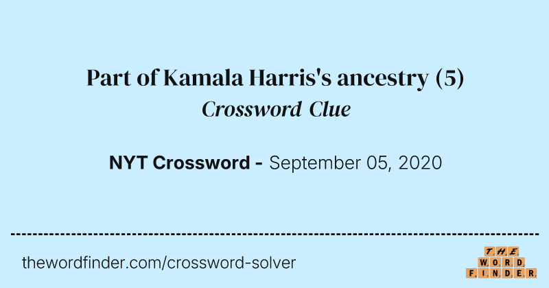 Part of Kamala Harris's ancestry crossword clue image