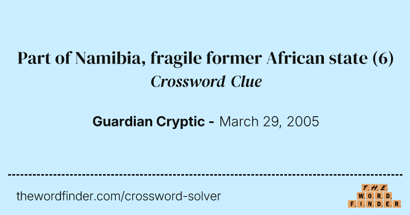 Part of Namibia, fragile former African state crossword clue image