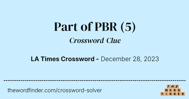 Part of PBR crossword clue image