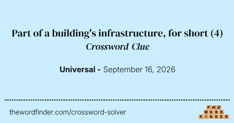 Part of a building's infrastructure, for short crossword clue image