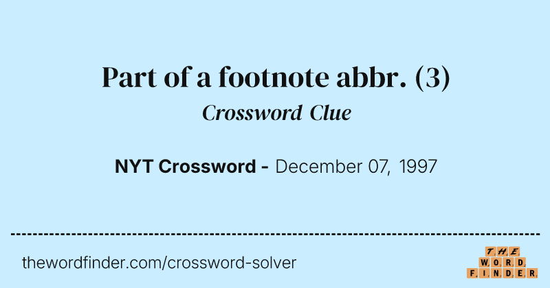 Part of a footnote abbr. crossword clue image