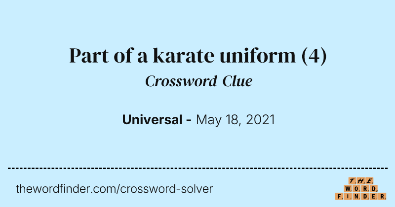 Part of a karate uniform crossword clue image