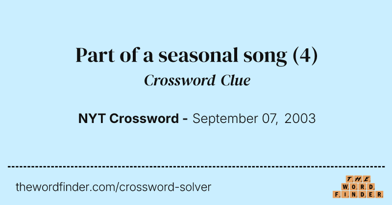 Part of a seasonal song crossword clue image