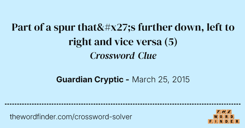 Part of a spur that's further down, left to right and vice versa crossword clue image