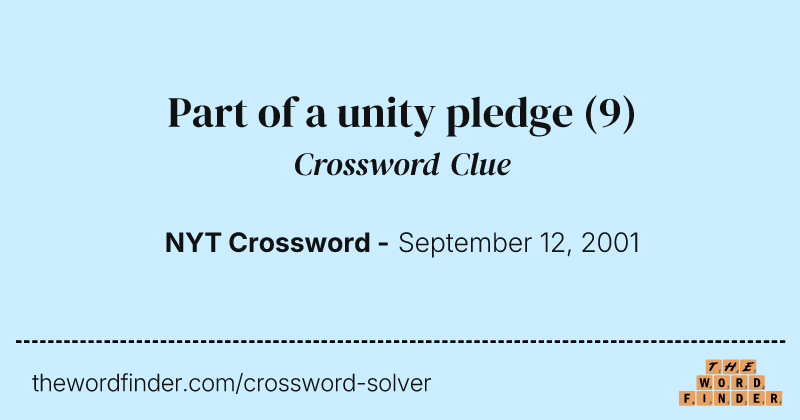Part of a unity pledge crossword clue image