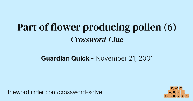 Part of flower producing pollen crossword clue image