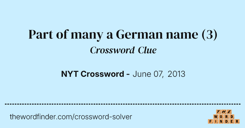 Part of many a German name crossword clue image
