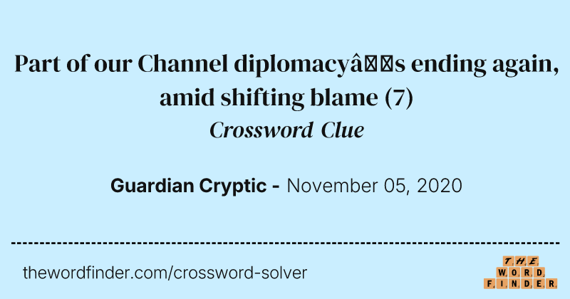 Part of our Channel diplomacy’s ending again, amid shifting blame crossword clue image