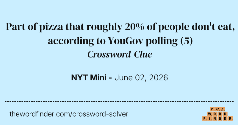 Part of pizza that roughly 20% of people don't eat, according to YouGov polling crossword clue image