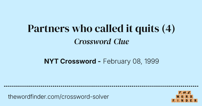 Partners who called it quits crossword clue image