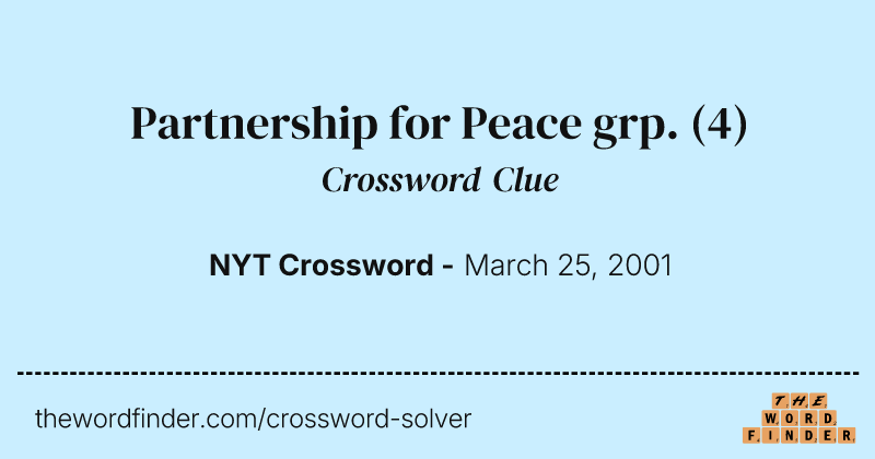 Partnership for Peace grp. crossword clue image