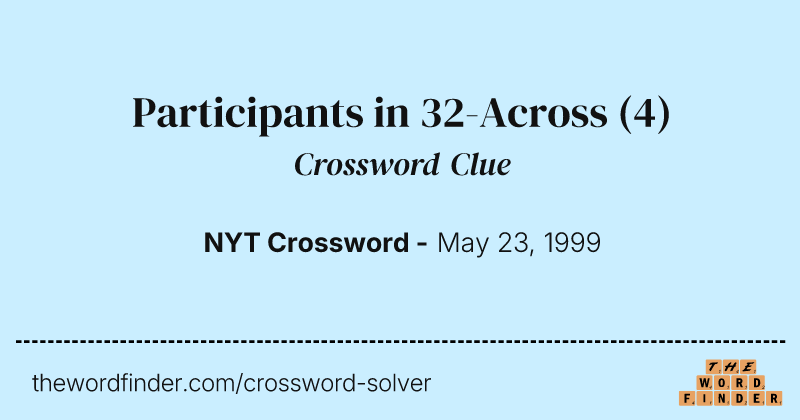 Participants in 32-Across crossword clue image