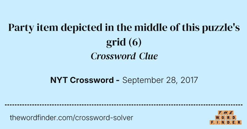 Party item depicted in the middle of this puzzle's grid crossword clue image