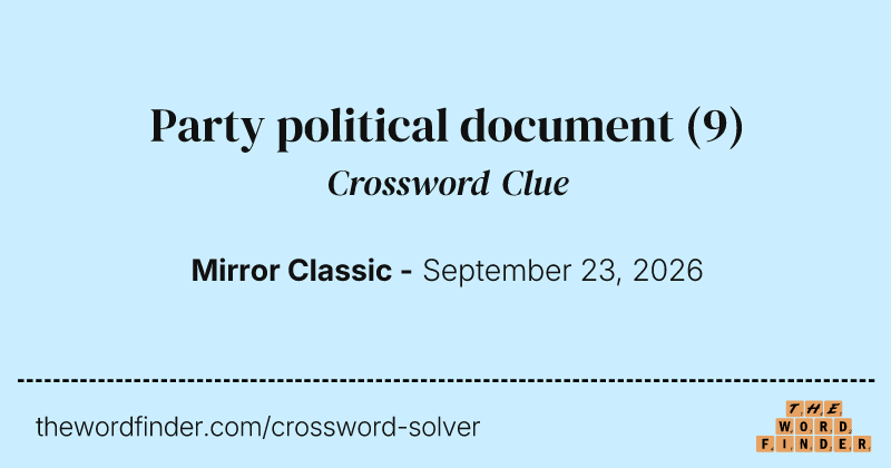 Party political document crossword clue image