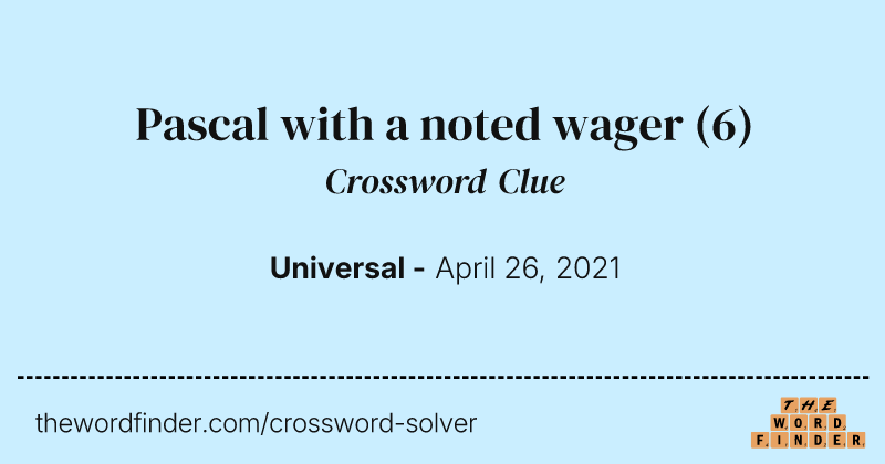 Pascal with a noted wager crossword clue image