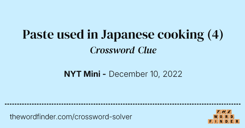Paste used in Japanese cooking crossword clue image