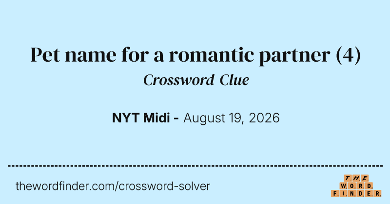 Pet name for a romantic partner crossword clue image