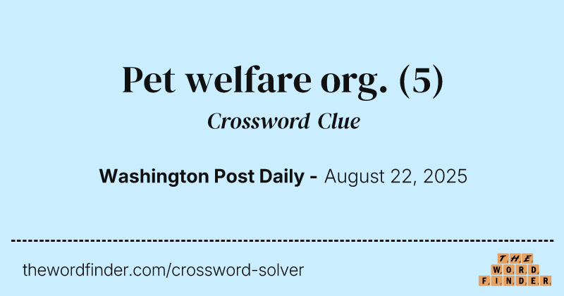 Pet welfare org. crossword clue image