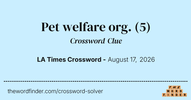 Pet welfare org. crossword clue image