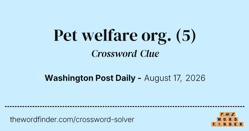 Pet welfare org. crossword clue image