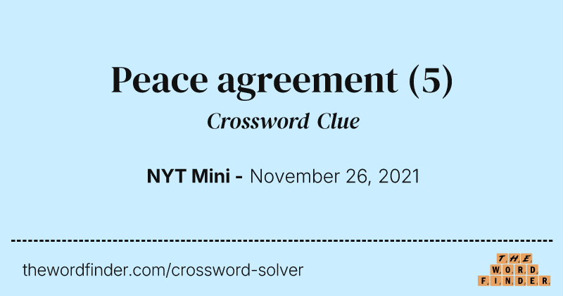 Peace agreement crossword clue image