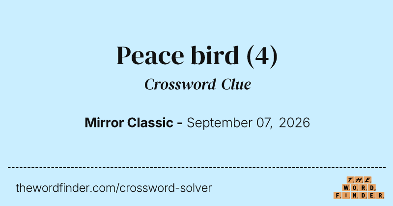 Peace bird crossword clue image