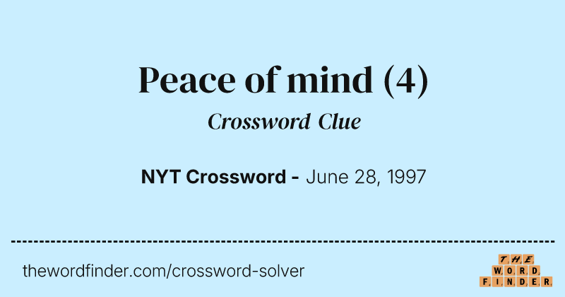 Peace of mind crossword clue image