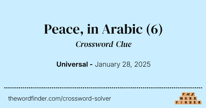 Peace, in Arabic crossword clue image