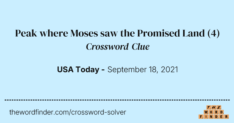 Peak where Moses saw the Promised Land crossword clue image