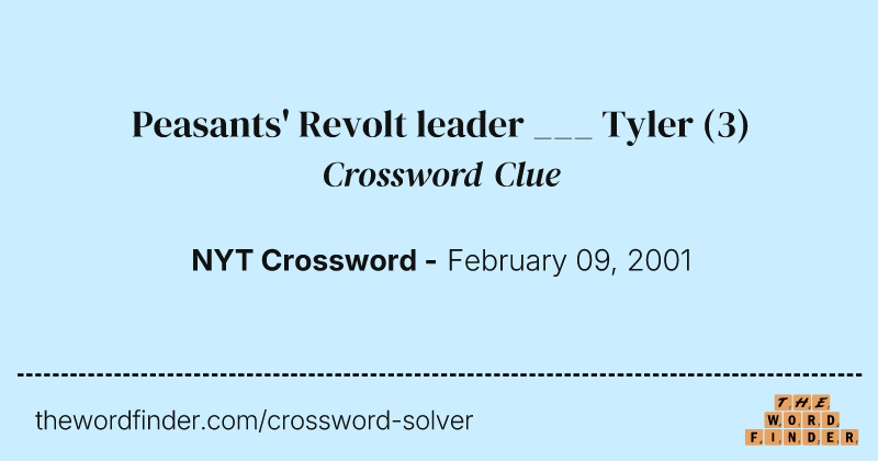 Peasants' Revolt leader ___ Tyler crossword clue image